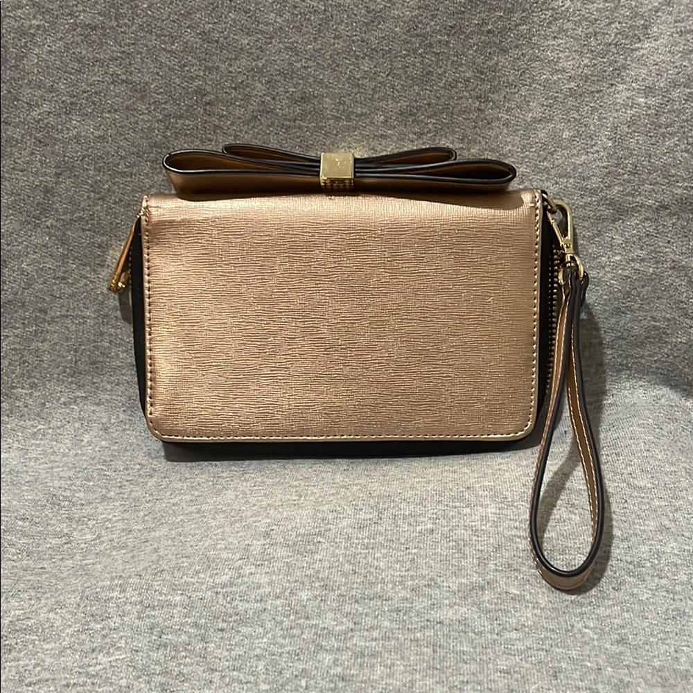 3/$25 Aldo Gold Clutch with Bow Detail and Structured Shape